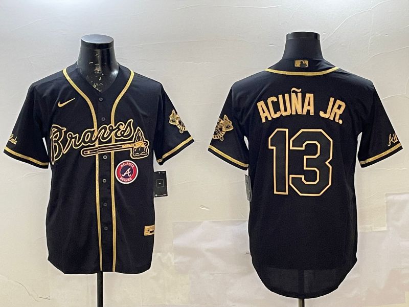 Men Atlanta Braves #13 Acuna jr Black Gold Game Nike 2025 MLB Jersey style 5051